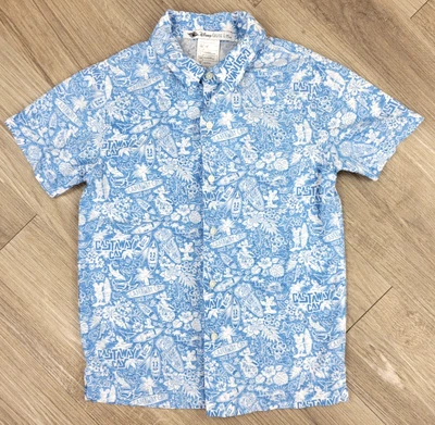 Disney Cruise Line Castaway Cay Hawaiian Button Shirt Youth Size Medium Rayon - Image 1 of 4