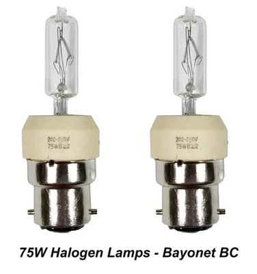 2 x 240V 75W Bayonet Halogen Light Lamp Globes Bulbs BC B22 - Image 1 of 4
