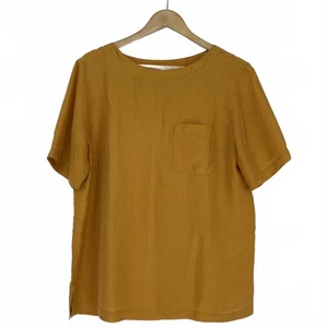 Stylisches senfgelbes Kurzarm-Top aus 100 % Seide von Jacqueline Ferrar Gr. Large - Bild 1 von 7