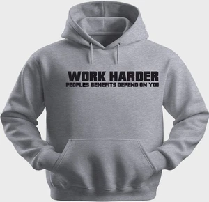 Funny Unisex Hoodie Hooded Sweatshirt Gildan Blend Work Harder H0035 - Picture 1 of 5