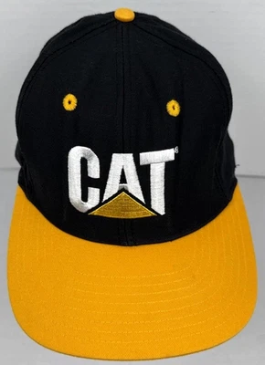 Caterpillar Hat Men CAT Trademark Logo Embroidered Baseball Cap Black & Yellow - Image 1 of 4