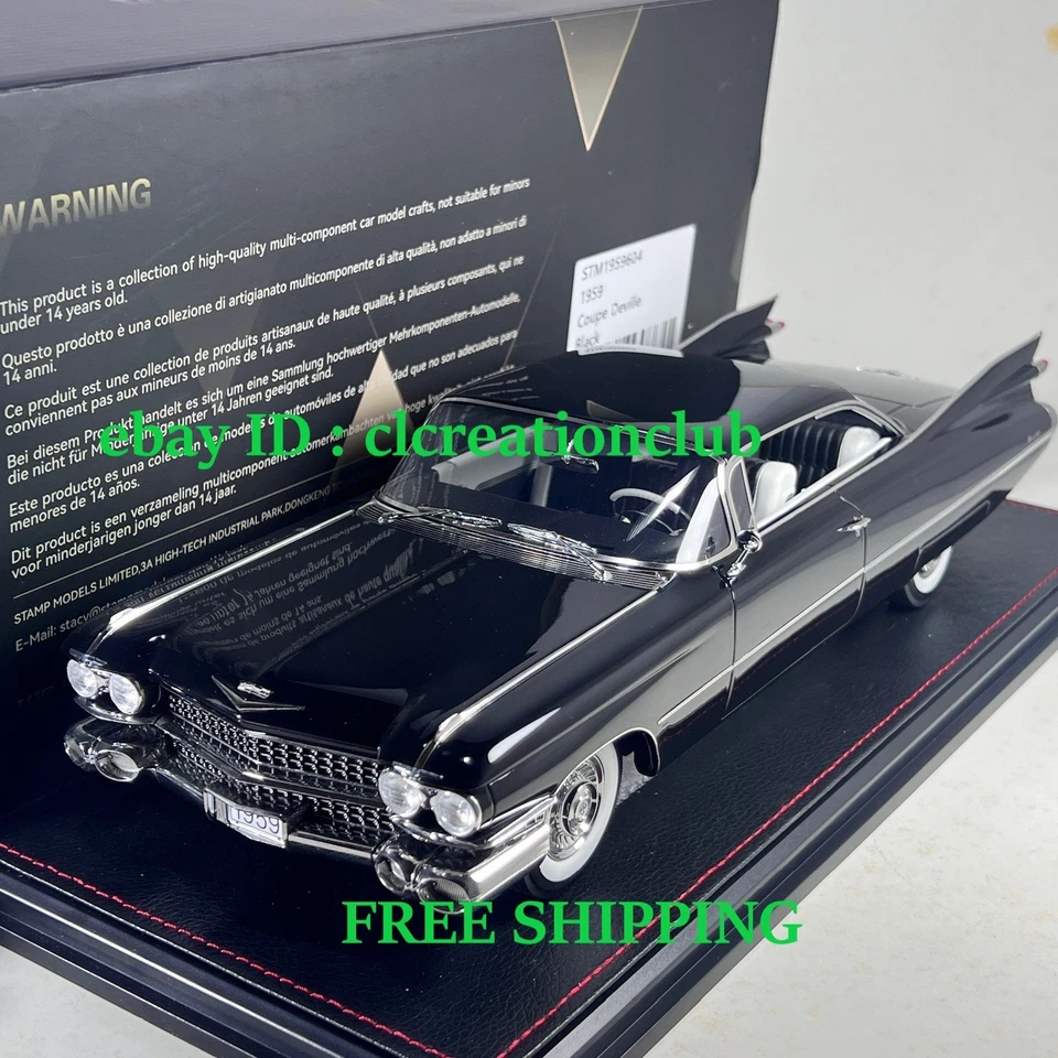 1/18 GLM Stamp 1959 Cadillac Coupe de Ville Black STM1959604 - Image 1 of 2