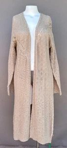 Natural Life M Oatmeal Cream Duster Open Weave Crochet Sweater Cardigan NEW - Picture 1 of 11