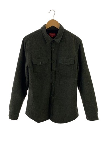 Supreme 12AW Camicia Foderata in Pile Camicia Giacca M Lana GRN Tinta Unita