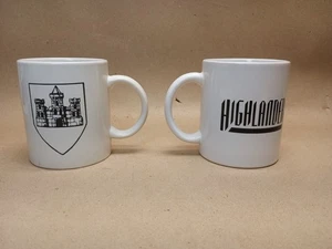 2 tazzine caffè Highlander Movie bianco nero anni 90 con stemma sul retro - Foto 1 di 4