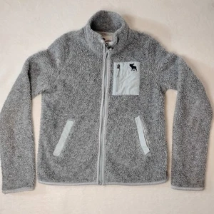🫎Abercrombie Sz 11/12 Kids Fleece Girls Gray Zip Up Coat Winter Jacket - Picture 1 of 10