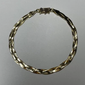 Pulsera trenzada de oro amarillo 14K Italia 7 pulgadas 5 mm de ancho, Italia, oritales - Imagen 1 de 8