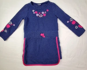 Gymboree Little Girls Size 5 Pullover Dress Embroidered Flowers Gathered Waist - Picture 1 of 6