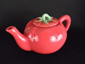 Vintage Tomato Teapot;  Pantry Parade By Standard Pottery,  Sebring, Ohio AS IS - Picture 1 of 10