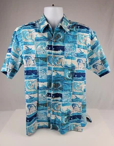 Kahala John Severson Men's Hawaiian Aloha Shirt Medium 100% Cotton Blue Marlin - Picture 1 of 11