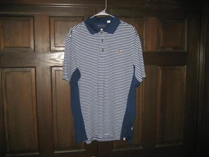 Camisa Polo ASHWORTH Cuello Manga Corta Azul Marino Rayas Para Hombre Talla Grande - Imagen 1 de 4