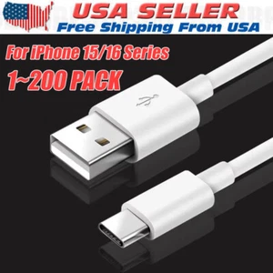 IPhone 16 15 Pro Max Plus USB-A Cable Fast Charger Type C Charging Data lot Cord - Picture 1 of 15