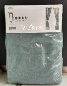 Ikea LENDA Curtains Extra Long 140 x 300 cm Tab Top Grey-Turquoise 304.981.83 BN - Picture 1 of 1