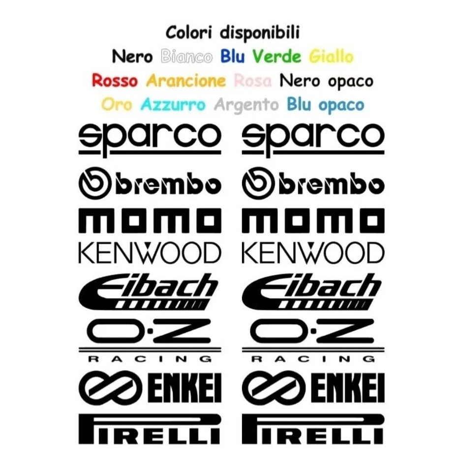 Kit adesivi Auto Tuning sponsor tecnici 45cmx20cm MODIFICABILE CON ALTRI SPONSOR - Immagine 1 di 1
