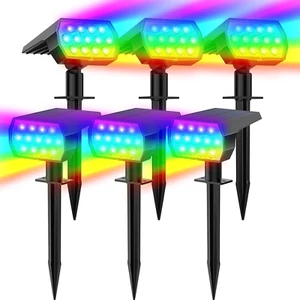 Solar Color Changing Spot Lights Outdoor, Waterproof Solar Christmas Lights, 7 M - Picture 1 of 15