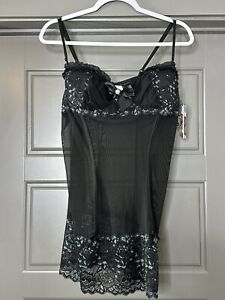 Sexy Coquette Black Lace Cami Lingerie Baby Doll Jewel Stud Women’s Size 1x / 2x