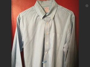 Brooks Brothers Mens 16.5 X 33 Reg Fit Blue SRT N Iron Cotton B Down Shirt Mint - Picture 1 of 7