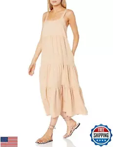 The Drop Women's Brit Tiered Ankle Maxi Tent Dress, Ginger, XXS - Picture 1 of 5
