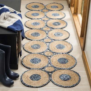 SAFAVIEH Cape Cod Euphemia Geometric Runner Rug, Blue/Natural, 2'3" x 8' - Picture 1 of 5
