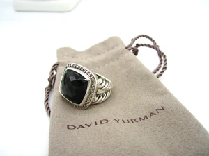 Estate Gorgeous David Yurman Huge Sterling Silver 20 MM Black Onyx Diamond Ring - Picture 1 of 5