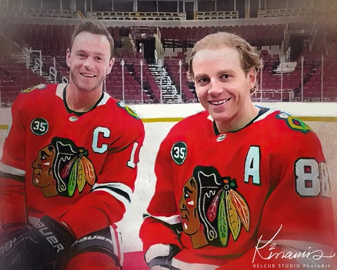 JONATHAN TOEWS / PATRICK KANE Chicago Blackhawks OIL STYLE Var Sizes Stanley Cup Cover