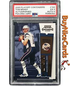 2000 Tom Brady Playoff Contenders RC Rookie Auto #144 PSA 5 with 9 Auto - Picture 1 of 4