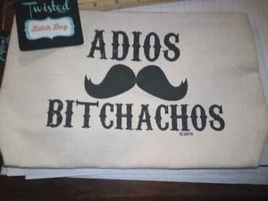 Twisted Wares Bitch Bag " Adios B*tchachos Large Travel  Cosmetic Canvas Bag - Picture 1 of 3