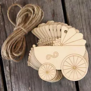 10x Wooden Old Fashioned Pram Craft Shapes 3mm Plywood with Detail - Picture 1 of 3