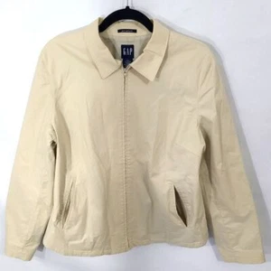 Gap Khaki Jacket Size Large L Full Zip Cream Utility Jacket Rn 54023 - Picture 1 of 7