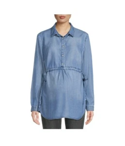 Top Popover tejido de maternidad Time and Tru azul lavado medio talla S (4-6) para mujer - Imagen 1 de 3