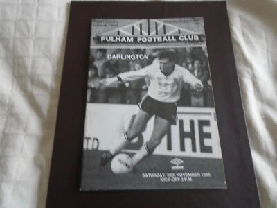 Fulham v Darlington Today League Division 3 Programme 29/11/86 - Image 1 of 3