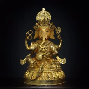27 cm China old tibet Bronze gilt coloured drawing ganesha buddha bronze Statue - Picture 1 of 9