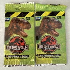 2x Jurassic Park TCG The Lost World Movie Trading Card Booster Pack - 1997 Topps - Picture 1 of 2