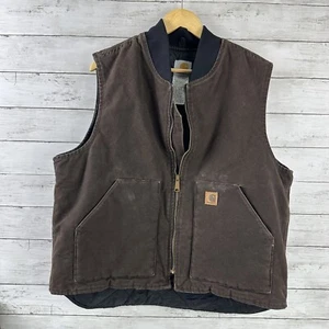 Carhartt Vest Size XL Brown Duck Canvas Lined V02 Workwear DKB - Picture 1 of 9