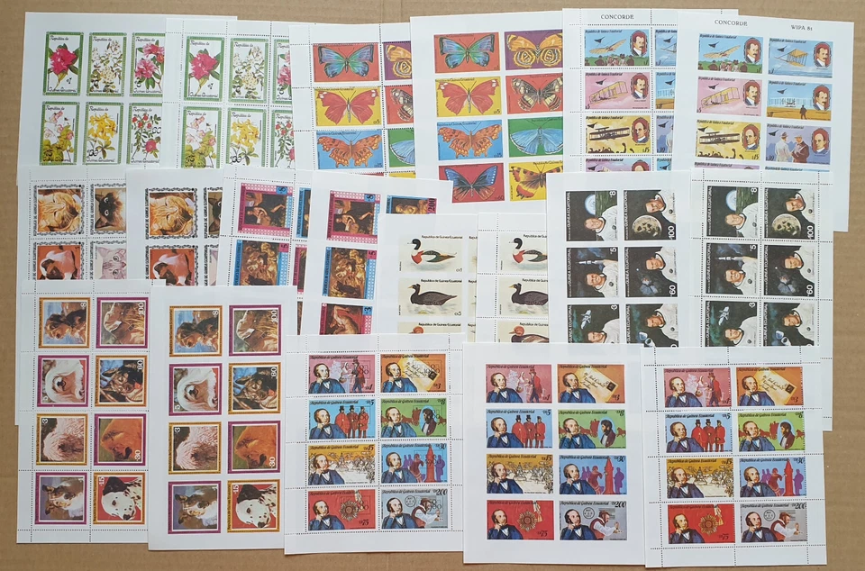 Equatorial Guinea Selection of 19 Never Used Stamp Sheets #5955 - Image 1 of 4