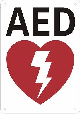 BUILDINGSIGNS.COM AED Sign (White Background, Aluminium 7X10)-REF24-1027