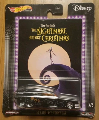 Hot Wheels Premium Nightmare Before Christmas ‘59 CADILLAC FUNNY CAR, Real Rider - Image 1 of 4