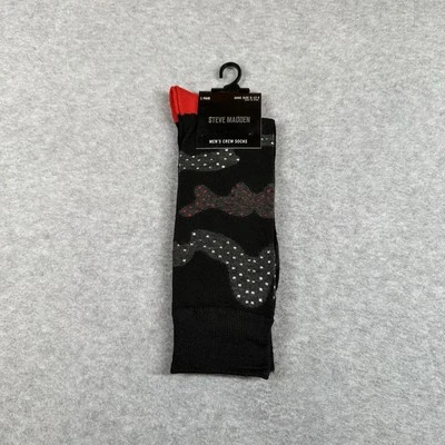 Steve Madden 袜子男式 10-13 码鞋 6-12.5 码黑色抽象棉混纺 — 第 1/3 张图片