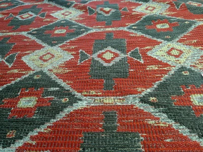 Ikat Southwestern Tapestry Valdese Weavers Red/Brown/Gold "Painted Desert" Heavy - Image 1 of 4