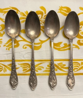 4 Silver Adolph Boulenger French Antique Art Nouveau Teaspoons Paris Late 1800’s - Image 1 of 4