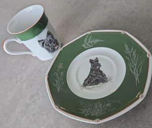 Hermes Cup & Saucer Dog Scottish Terrier Porcelain 1pc Unused from JAPAN - Picture 1 of 5