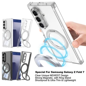 For Samsung Galaxy Z Fold7 Clear Slim Magnetic Case Shockproof Cover w/Kickstand - Picture 1 of 22
