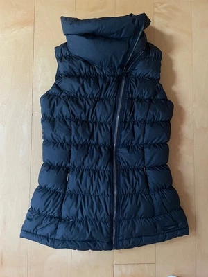 Athleta Down Vest Women Extra Small XS Black Puffer Quilted Goose High Neck - Image 1 of 3