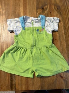 Vintage Palettes One Piece Girls Outfit Green Overalls Built In Shirt Size M (6) - Picture 1 of 10