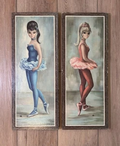 Vintage 1970er Maio Big Eye Harlekin Ballerina Tänzer Drucke Paar Lithographie - Bild 1 von 12