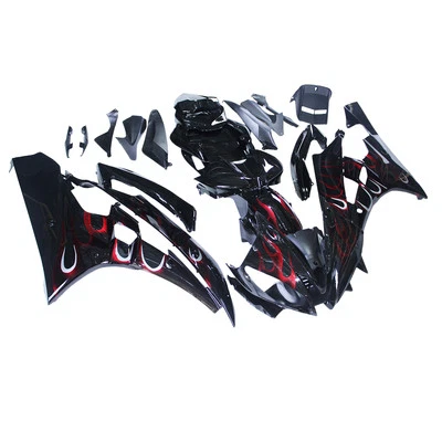 Red Flame Injection Plastic Fairing Kit For Yamaha YZF600 R6 2006 2007 Bodywork - Imagem 1 de 4