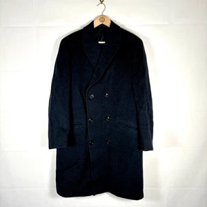 Burton Mantel Herren blau grau Größe 38 Wolle langer Mantel Robbenleder Jacke - Bild 1 von 9
