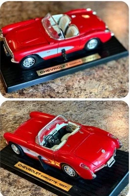 Road Tough 1957 Chevrolet Corvette 1/18 Scale Red Die-Cast Convertible - Image 1 of 3