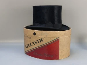 Sombrero de copa antiguo con caja original Heaton & Co. Hatters to Royalty London - Imagen 1 de 21