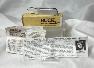 1989 Buck 525V Gent Pocket Knife Keyring Folding Single Blade W/Papers & OG Box - Image 1 of 4